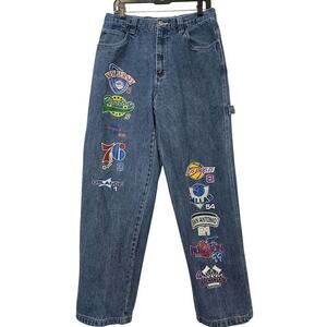 VINTAGE XCLUSIVE NBA Jeans Size 34 x34 womens Mens Los Angeles Sacramento Boston